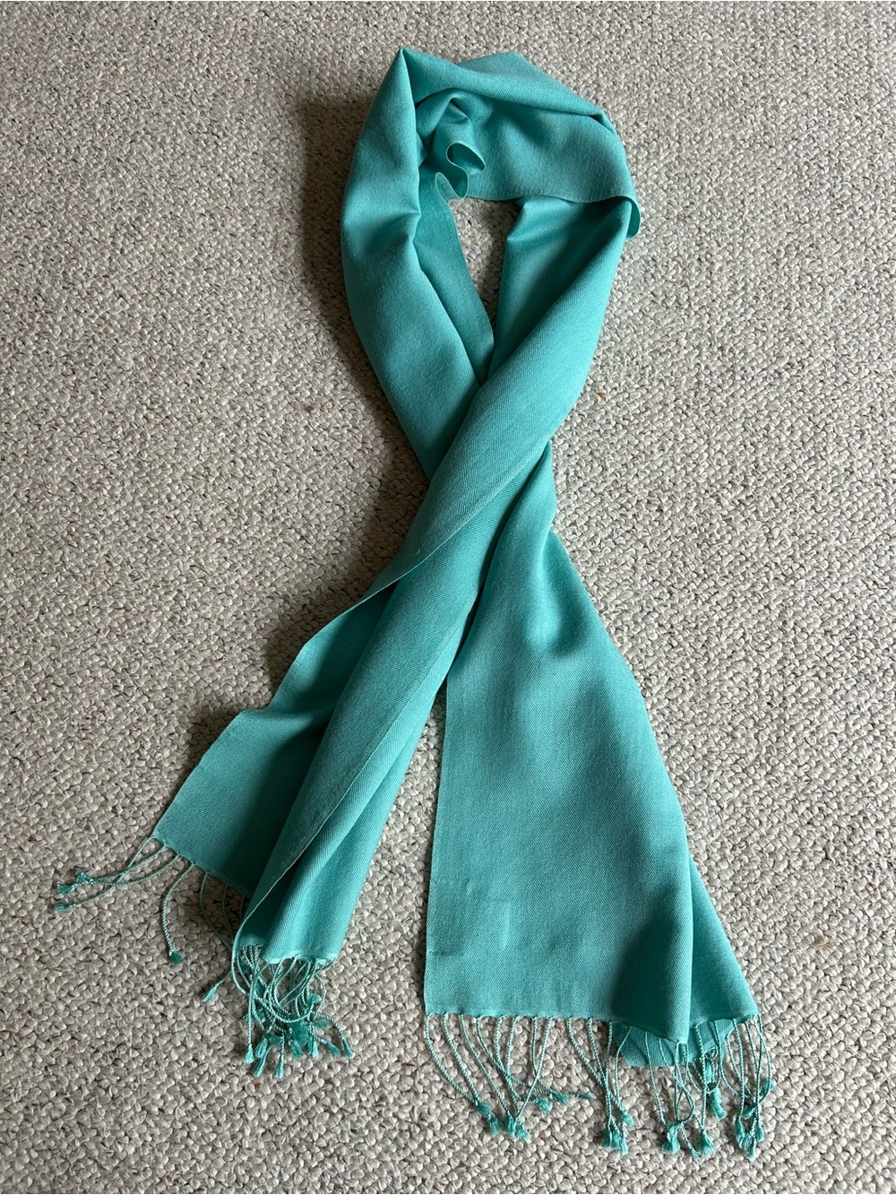 French Girl Style Pashmina Teal Fringe Scarf